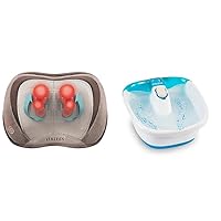 Back and Neck Massager, Portable Shiatsu All Body Massage Pillow & Bubble Mate Foot Spa, Toe Touch Controlled Foot Bath