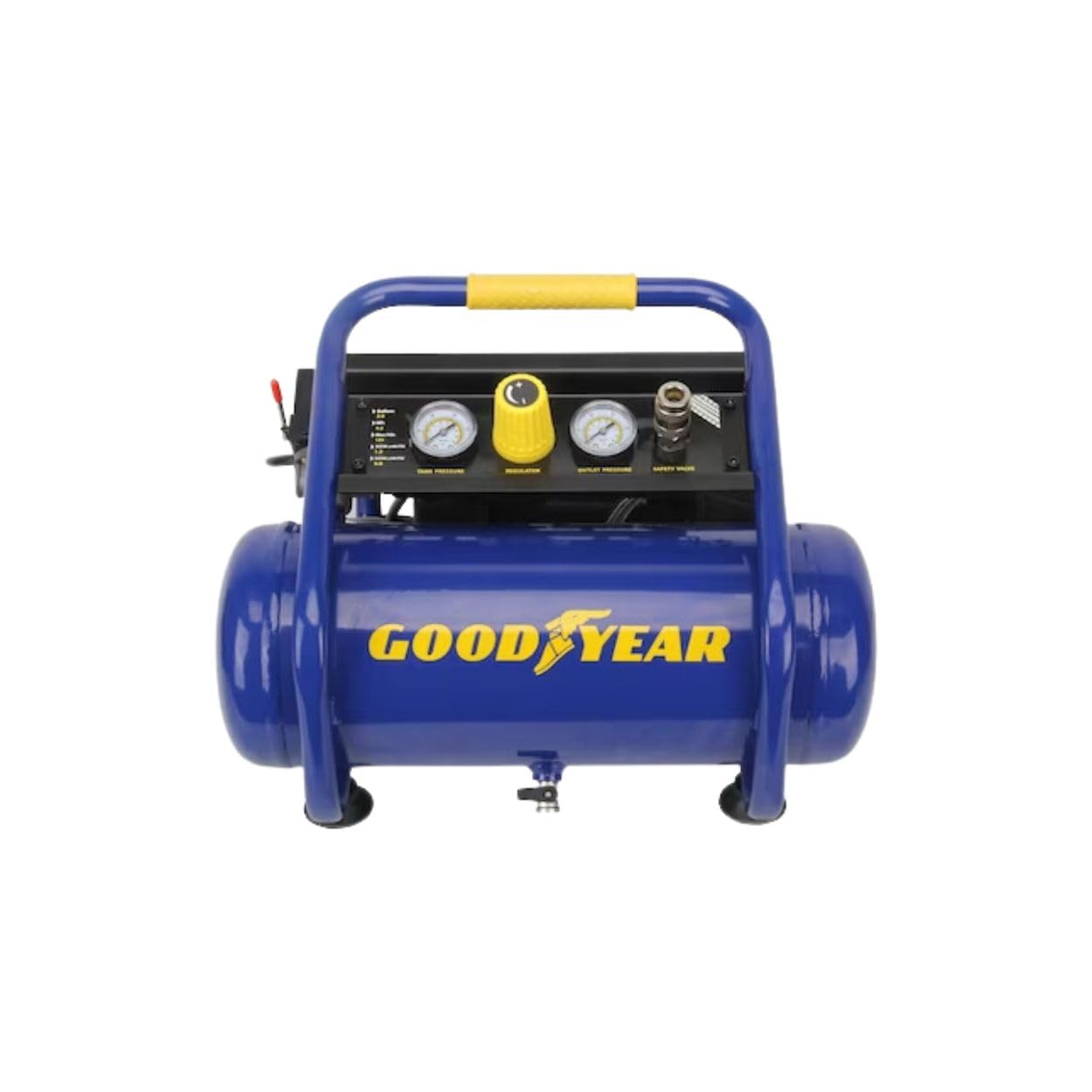 Goodyear 2 Gallon Quiet Portable Roll Cage Design Air Compressor - 125 PSI, 0.5 HP Motor, Oil-Free Pump, 58 dBA - TAW0508S