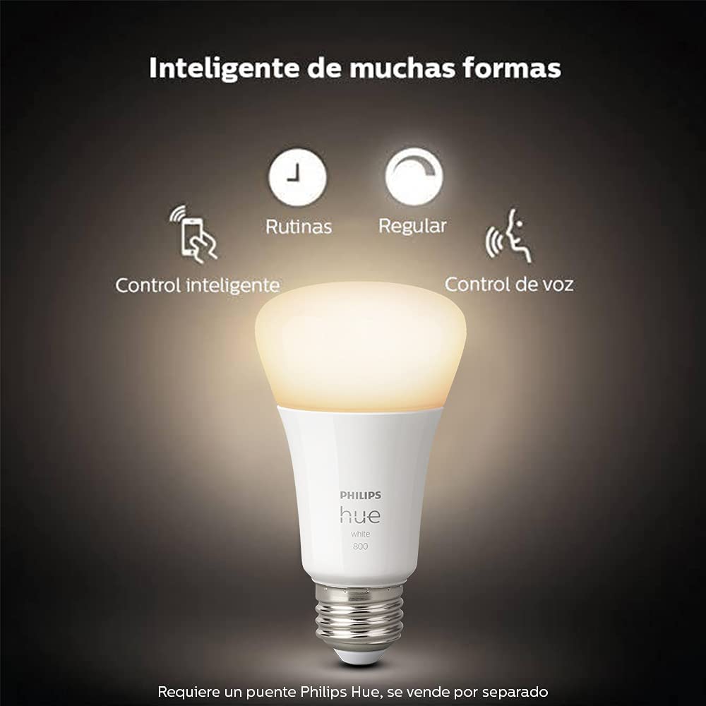 Philips Hue 2-Pack White A19 Dimmable Smart Bulb Starter Kit with Hub (Voice Compatible with Amazon Alexa, Apple Homekit and Google Home), 9.5W