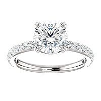 Nitya Jewels 3.50 CT Round Moissanite Engagement Ring Wedding Bridal Ring Sets Solitaire Halo Style 10K 14K 18K Solid Gold Sterling Silver Anniversary Promise Ring