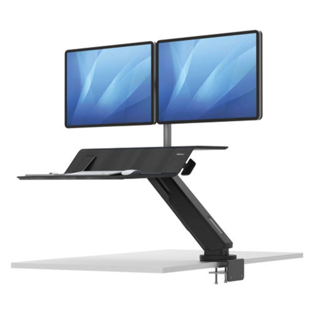 Fellowes 8081601 Lotus Rt Sit-Stand Workstation Black Dual - for Workstation - Black Dual