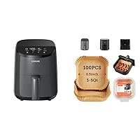COSORI Small Air Fryer Oven 2.1 Qt, 4-in-1 Mini Airfryer, Space-saving & Low-noise, Nonstick and Dishwasher Safe Basket, 30 In-App Recipes & Air Fryer Liners, 100 PCS Square Disposable Paper Liners