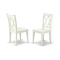 East West Furniture Dining CLC-LWH-W Clarksville Double X-Back Formal Chairs in Linen White Finish (Set of 2)