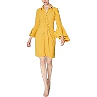 Laundry By Shelli Segal Women's Drama Sleeve Shirt Dress, Yellow, 2