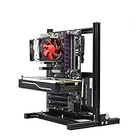 ATX Motherboard Case Rack ATX/M-ATX/ITX Open Chassis Vertical Overclocking DIY PC Bracket Aluminum Frame Creative Water-Cooled Computer Test Bench for Motherboard Chassis System(Black)