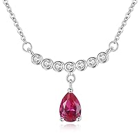 Classical Necklace Zircon and Ruby Red Corundum Water Drop Shape Pendant Necklace