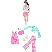 Bundle of Barbie Doll & Accessories, Career Tennis Player Doll with Racket and Ball 22 Inch + Barbie Fashion 2-Packs