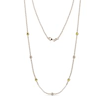 7 Stone Petite Yellow & White Lab Grown Diamond Womens Station Necklace (VS2-SI1,G-H) 0.46 ctw 14K Gold