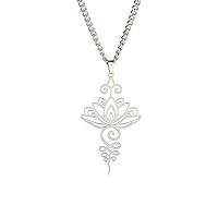 kkjoy Lotus Unalome Necklace Stainless Steel Lotus Flower Yoga Symbol Drop Earrings Inspirational Buddhism Jewelry for Women Girls