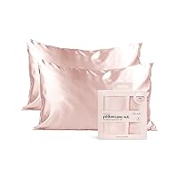 Kitsch 100% Satin Pillowcase with Zipper | Softer Than Silk Pillowcase for Hair and Skin Cooling Satin Pillowcase Cover | Satin Pillow Cases Standard Size Queen (Blush, 2 Pack)