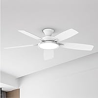 TALOYA 52 inch Ceiling Fans with Lights,Remote Control Multifunctional Quiet Fan with Three Color Temperature and Dimmable Light with Reversible Blades White