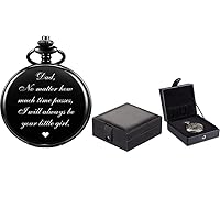 SIBOSUN Luxury PU Leather Pocket Watch Box Display Case Storage Case Black Pocket Watches Gift Box Pocket Watch Men Personalized Gifts for Dad from Daughter Son Engraved Pocket Watch for Dad