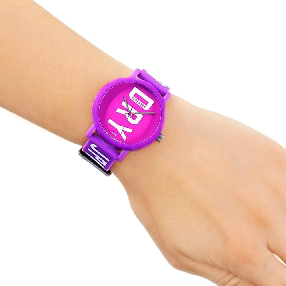 Superdry Women's Analog-Quartz Watch with Silicone Strap, Purple, 20 (Model: SYL196VW)