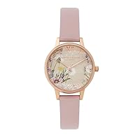 Olivia Burton OB16SG04 Women's Analogue Quartz Watch with Pink Vegan Leather Strap, Bracelet