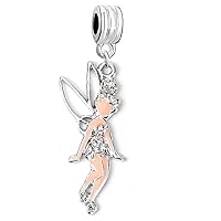 Sexy Sparkles Tinkerbell Fairy with Rhinestones Charm Bead for Snake Chain Charm Bracelet