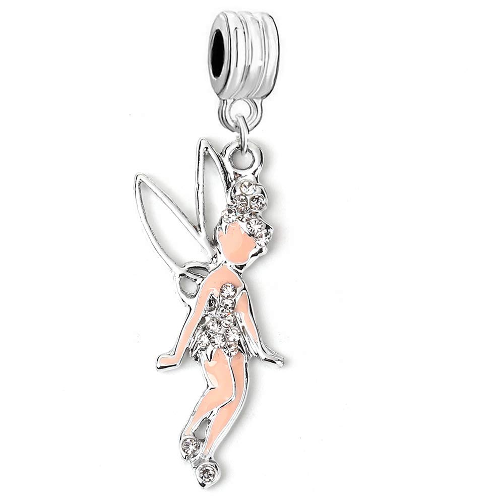 Sexy Sparkles Tinkerbell Fairy with Rhinestones Charm Bead for Snake Chain Charm Bracelet