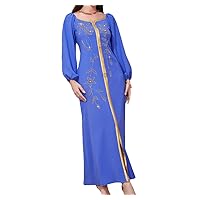 Women Long Sleeve Party Evening Dresses Muslim Moroccan Kaftan Dubai Abaya Rhinestone Ribbon Beaded Eid Robe