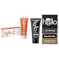 hello Vitamin C Whitening Toothpaste with Fluoride and Activated Charcoal Epic Whitening Fluoride Free Toothpaste Bundle, 4.0 oz and Mint + Coconut Oil