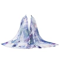 MedeShe Floral Printed Lightweight Chiffon Scarf Scarves Holiday Beach Cover Up