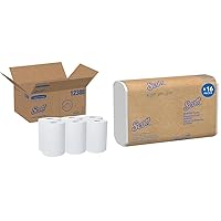 Scott Control Slimroll Hard Roll Paper Towels (12388) with Fast-Drying Absorbency Pockets & Multifold Paper Towels (01804), with Absorbency Pockets™, 9.2
