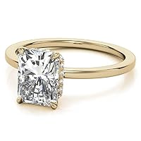 3 Carat Emerald-Cut Moissanite Wedding Ring Sets for Women,10K 14K 18K Real Gold Engagement Ring Sets,Bridal Rings with Free Engraving Size 3-12