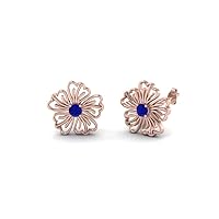 Choose Your Gemstone 18k Rose Gold Plated Hibiscus Flower Screw Back Earring Round Shaped Shining Dainty Floral Pattern Casual Wear Party Wear Accessories Modern Design for Womens and Girls