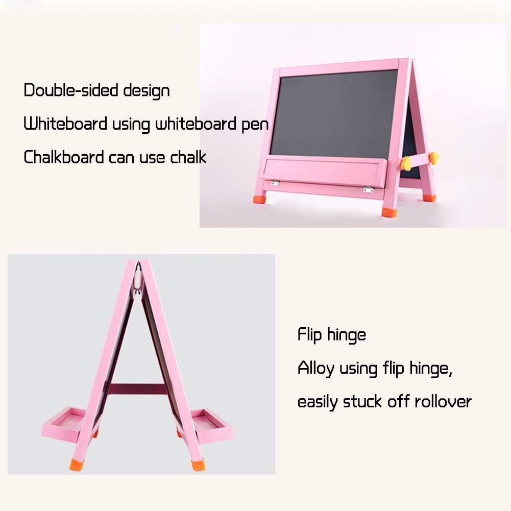 HIZLJJ Kids Tabletop Easel Double-Sided Whiteboard & Chalkboard Tabletop Easel 2-in-1 Mini Wooden Tabletop Easel with Blackboard for Kids and Toddlers