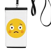 Shy Yellow Cute Online Face Cartoon Phone Wallet Purse Hanging Mobile Pouch Black Pocket