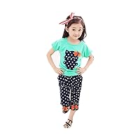 Girls Cartoon Polka Dot Shirt and Harem Leggings Pants, Two-Piece Sets