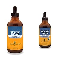 Herb Pharm Kava Root Liquid Extract to Reduce Stress and Promote Relaxation - 4 Ounce & Relaxing Sleep Herbal Formula with Valerian Liquid Extract - 4 Ounce