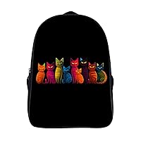 Rainbow Flag Pride Month LGBT Rainbow Cat 16 Inch Backpack Adjustable Strap Daypack Laptop Double Shoulder Bag for Hiking Travel