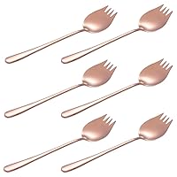 Set of 6 18/8 Stainless Steel Spork Multi-Color Heavy Duty Flatware for Daily Use/Camping/Travel/Hiking-Rose Gold