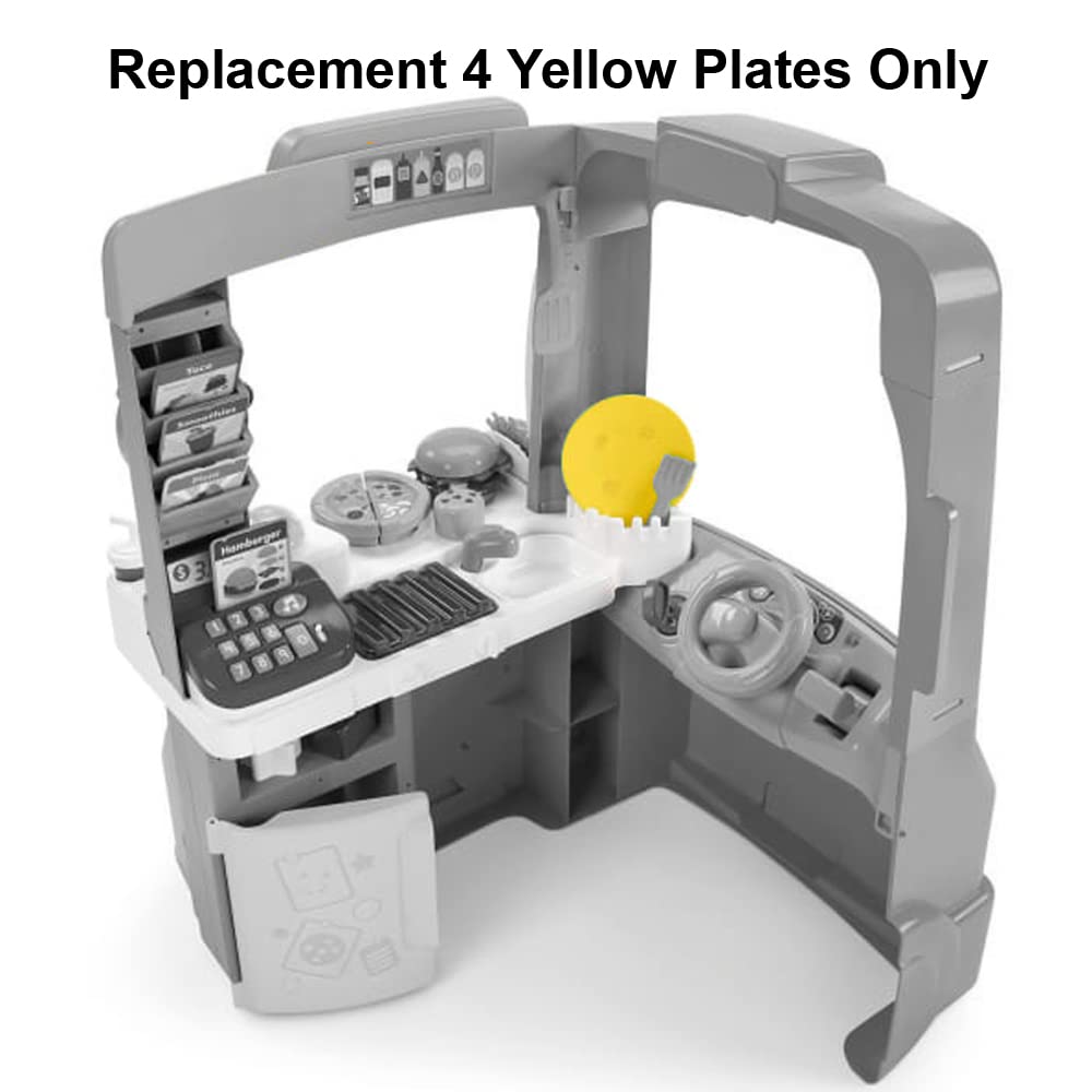 Replacement Parts for Fisher-Price Laugh & Learn Servin' Up Fun Food Truck - DYM74 ~ Package of Four Yellow Plates ~ Works with Other Kitchen Pretend Play Sets as Well!