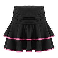 CHICTRY Dance Skirt for Girls Kids High Waist Tiered Samba Latin Practice Skater Skort Mini Skirt with Inner Shorts