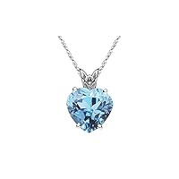 1.30 Cts of 8 mm AAA Heart Aquamarine Solitaire Scroll Pendant in 18K White Gold