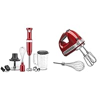 KitchenAid Cordless Variable Speed Hand Blender (KHBBV83) and KitchenAid 7-Speed Hand Mixer (KHM7210) - Empire Red
