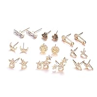9 Pcs Simple Earring Set Heart Moon Star Cross Earring for Women Girls Jewelry Gift Professional Processed