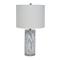 Catalina 21449-000 Modern Pillar Marble Table Lamp with Polished Nickel Accents, 24.5