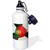 3dRose Portugal Soccer Ball-Sports Water Bottle, 21oz , 21 oz, Multicolor