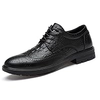 Men's Suede Oxford Wingtips Block Heel Lace Up Style Round Toe Shoes Anti Slip Dress