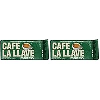 Café La Llave Espresso 100% Pure Coffee, Dark Roast Espresso, 16 Ounce Brick (Pack of 2)