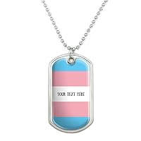 GRAPHICS & MORE Personalized Custom 1 Line Transgender Pride Flag Military Dog Tag Pendant Necklace with Chain