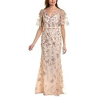 Adrianna Papell Women's Floral Embroidery Mermaid Gown