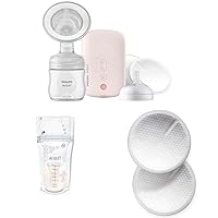 Philips Avent Breastfeeding Bundle with Single Electric Breast Pump + Breast Milk Storage Bags, 6 Ounce, 50 Pack + Disposable Breast Pads, 100 Pack
