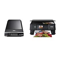 Epson Perfection V600 Color Photo, Image, Film, Negative & Document Scanner & Expression Premium XP-6100 Wireless Color Photo Printer with Scanner and Copier, Black, Medium