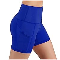 Women Yoga Shorts High Waist Tummy Control Workout Biker Athletic Running Compression Short with Pockets