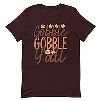 Gobble Gobble Y’All Funny Thanksgiving Turkey Fall Leaves and Pumpkin T-Shirt Available in 2XL 3XL 4XL