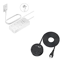 NTONPOWER 2 Prong Power Strip, 1875W/15A 2 Prong Extension Cord 10ft, 3 Outlets & 2 USB A & 2 USB C, 2 Prong to 3 Prong Outlet Adapter, Rotating Plug & 2 Prong Power Strip with 10ft Extension Cord,