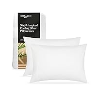 Miracle Made® Luxe Thermoregulating Pillow Cases - 2 Pack White, King/Cali King- Miracle Clean & Cool™ Lyocell Fabric Silver-Infused 300-Thread-Count Ultra-Breathable Protector