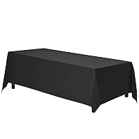 Gee Di Moda Rectangle Tablecloth - 90 x 132 Inch Black Table Cloth for 6 Foot Table with Floor-Length Drop - Heavy Duty Washable Fabric - 6 Ft Buffet Table, Holiday Party, Wedding & Baby Shower